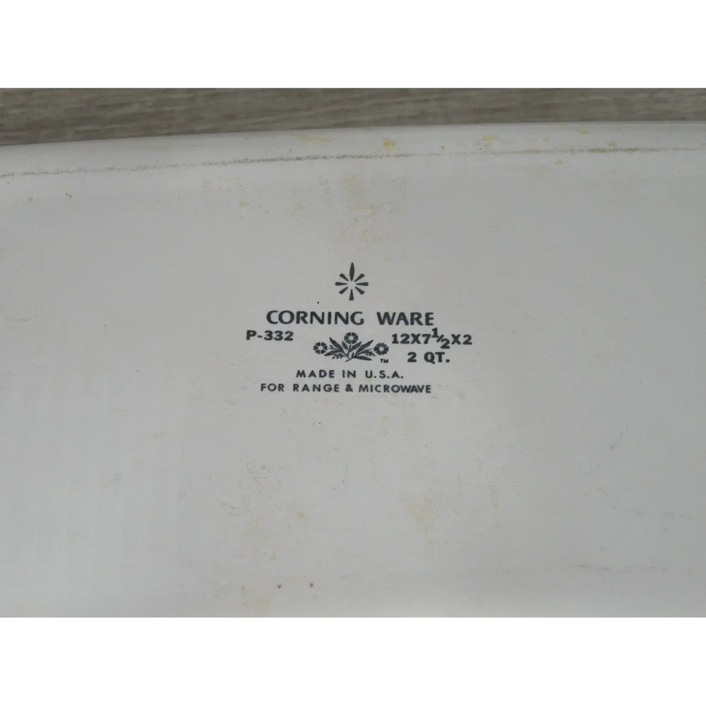 Vintage Corning Ware P-332 2 Qt Blue Floral Casserole Baking Dish USA